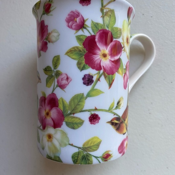 Set of 6 Stechcol Gracie Mugs Floral Bone China Bird Sparrow White Pink - Picture 2 of 6